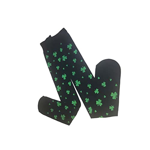 SHERCHPRY Lot de 2 paires de chaussettes trèfle à quatre feuilles pour la Saint Patrick - Costume de fête irlandaise - Chaussettes -dessus du genou - en tissu - longues