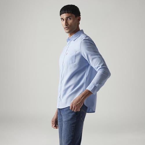 Image of Levi's Men's Solid Slim Fit Shirt Blue