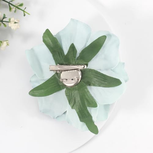 Image of 3.9 Inches White Flower Hair Clip Brooches for Women | Elegant Design White Rose Hair Clips on Flower for Women | Vintage Design Floral Lapel Pins and Rose Flowers Accessories for Wedding & Parties