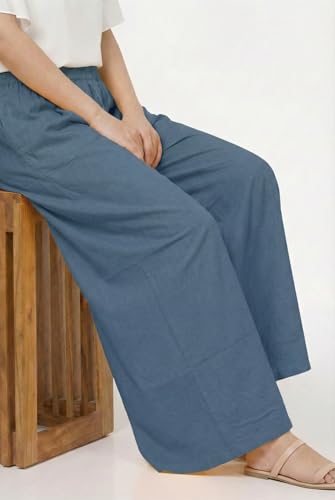 Image of Plaazo Women's Cotton Palazzo | Wide Leg Palazzo for Women | Soft Breathable High Waist Bottom Wear | Comfortable Casual, Office, Travel for Women