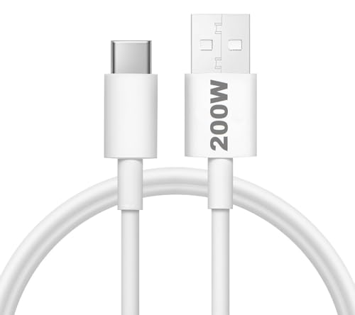 NISHTECH Original 200W Flash USB Type C Mobile Data Charging Cable For Vivo V30/V29/V28/V27/V25/V23E/V23 Pro/V21 5G/iQOO Neo 9 Pro/12 5G/Neo 7 Pro/Z7/Z7S/Z6 Lite/11/Z6 44W/T2/iQOO 9- White, 3Ft