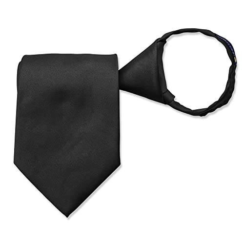 Boxed-Gifts Bg Men’s Plain Solid Color Silky Zipper Tie. Clip On Neckties For Men - Black #TOP6