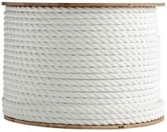 Rope, Commercial Grade 100% Nylon Twisted Rope 3/16" x 600 ft White for All Purpose Usage. for Fishing, Boating and Other Application, Very Strong.