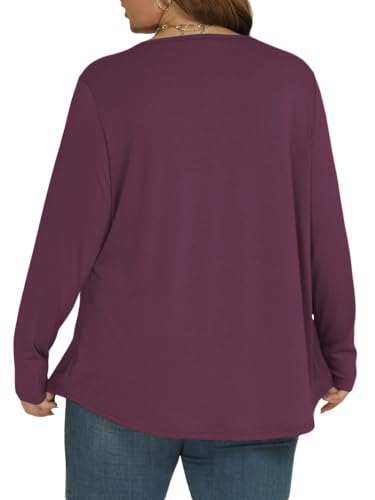 Womens-Plus-Size-Tops Dressy Pleated Square Neck Shirts Trendy Cute Long Sleeve Blouses Casual Loose Fit Tunics XL-5XL2