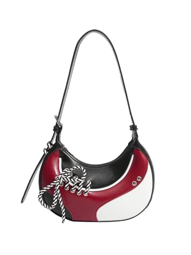 MakeMeChic Women's Colorblock Shoulder Bag Faux Leather Tie Top Handle Y2k Underarm Bag