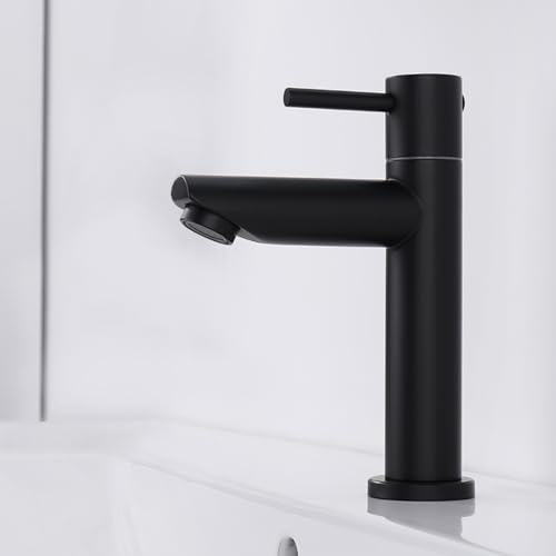 Decaura Kaltwasserhahn schwarz Kaltwasserarmatur Gäste WC Wasserhahn nur Kaltwasser Bad Armatur
