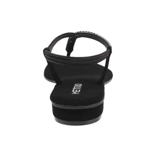Image of Metro Women Black Synthetic Flat Casual Sandal