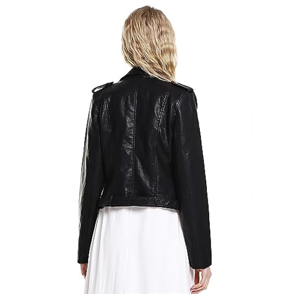 Adhdyuud Vrouwen Faux Lederen Jas Herfst Zachte PU Zip Up Korte PU Moto Biker Uitloper Getailleerde Slanke Riem Jas