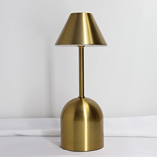 Kabellose Tischlampe, eingebauter 3000-mAh-Akku, dimmbare LED-Akku-Schreibtischlampe, wiederaufladbare Metall-Aluminium-Schreibtischlampe für Restaurant, Terrasse (Goldene) Cover