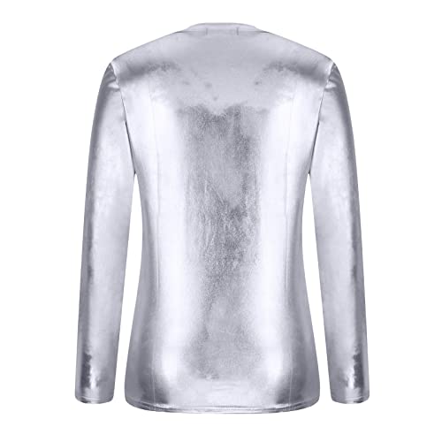 Shiny Sequin Tops for Men V Neck Long Sleeve Stretch Party T-Shirt 2024 Fall Winter Casual Vintage Shirts Clubwear3