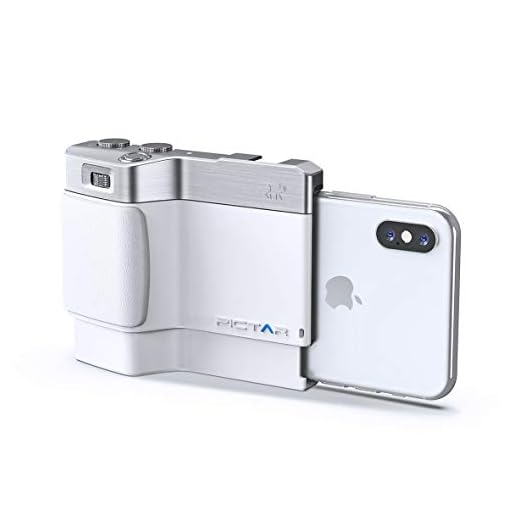 Miggo Pictar Plus Mark II Grip pour Smartphone, (Grijio) Silver/Smokey White