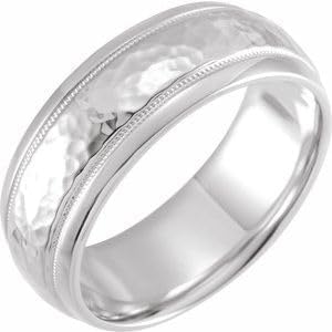 Jewels By Lux 14K Yellow Or White Or Rose Gold Or Sterling Silver Or Platinum Milgrain Edge Comfort-Fit Half Round Band