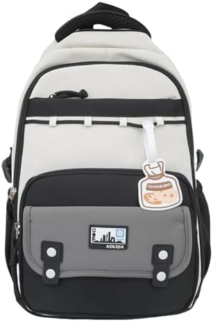 Cute Aesthetic Large Waterproof Backpack for Women Y2K Casual Laptop Backpacks Preppy College Anti-Theft Daypack (Black)