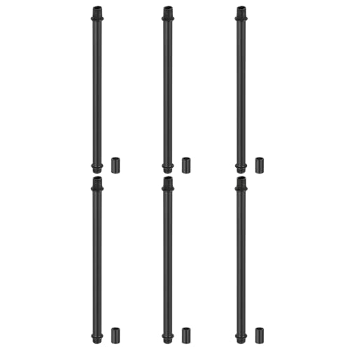 Image of PATIKIL Straight Pipe Lamp Stems Rod Kit, 6 Set M10 Carbon Steel 200mm(7.87 inch) Long Double End Thread Rod with Coupling Nuts Sleeve Connector for Table Lamps Chandeliers, Black