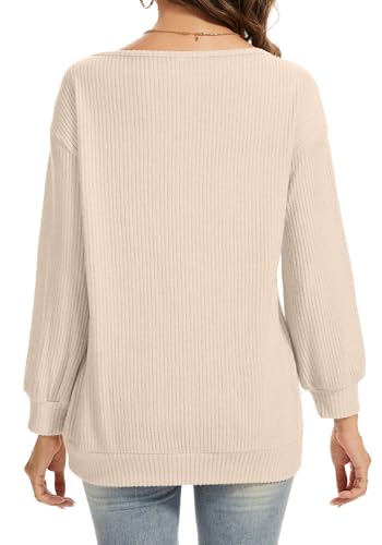 Sweaters for Women Casual Long Sleeve Fall Ladies Tunics Tops Boat Neck Dressy Pullover Blouses 2025 Fashion Clothing3