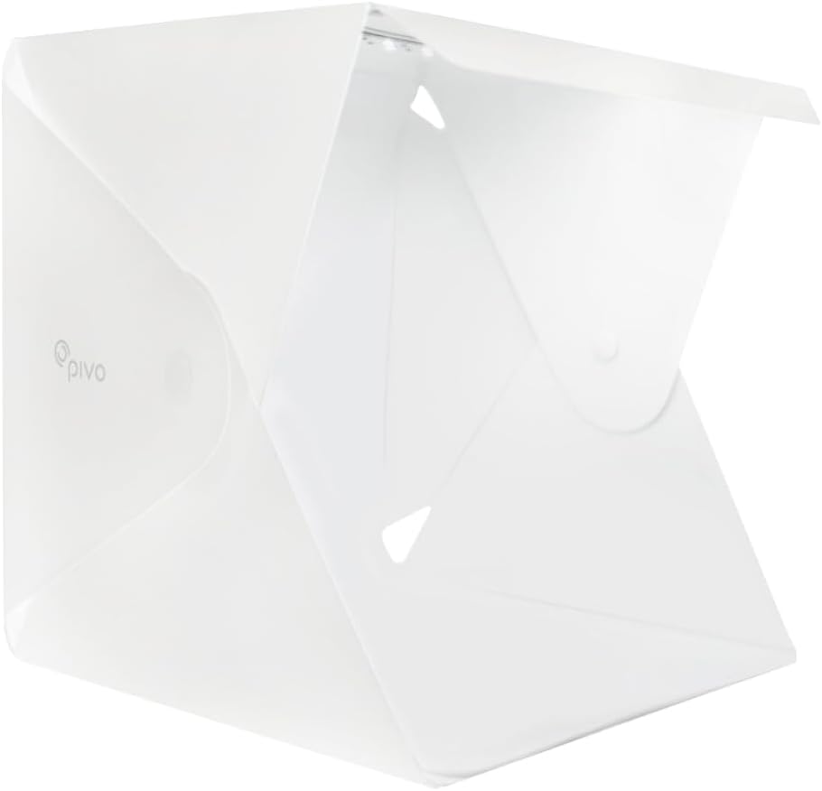Pivo Lightbox 10" Portable Foldable Professional Product Lightbox Studio Full Set Tent Kit with 360° Turntable, Color Backdrops, and Dimmer Control