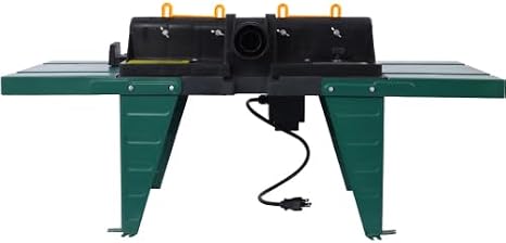 Electric Benchtop Router Table 34 in. x 13.5 in, Universal Benchtop Router Tables Top with Steel Stand, Adjustable Fence, Safety Guard (Green)