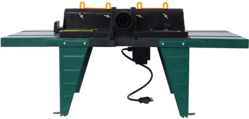 Electric Benchtop Router Table 34 in. x 13.5 in, Universal Benchtop Router Tables Top with Steel Stand, Adjustable Fence, Safety Guard (Green)