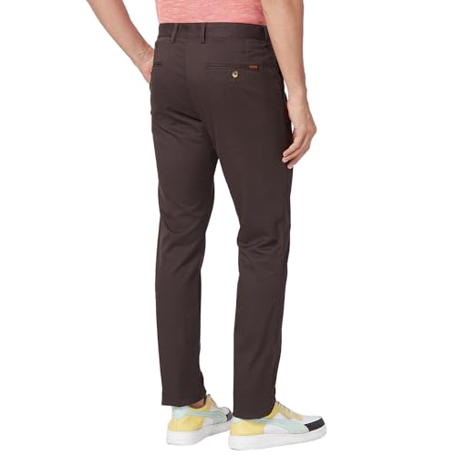 Image of Park Avenue Men's Regular Fit Mid Rise Neo Fit Cotton Blend Solid Pattern Flat Front Casual Chinos