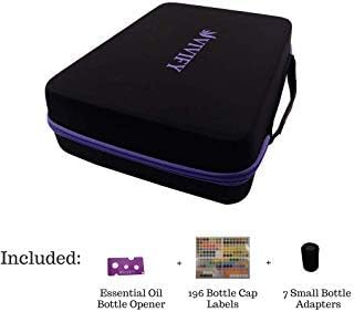 Vivify 70 Bottle Essential Oil Carrying case Aromatherapy Container for Travel Storage Holds Young Living doTERRA Radha 2 ml 5ml 10 ml 15 ml Bottles with Pocket Holder for openers Labels (Purple)