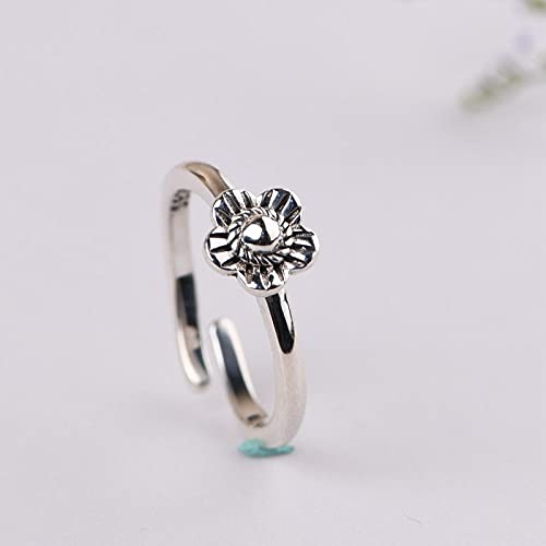 Bague rétro craft plum blossom S925 en argent pour femme