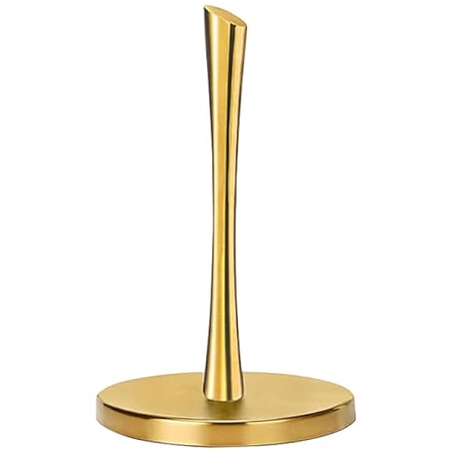 Paper Towel Holder countertop, Free-Standing Kitchen roll Holder for Kitchen Bathroom, Paper Towel Holder Stand Dispenser with Stainless Base Fits Standard (Gold)
