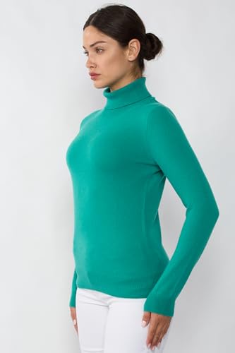 Image of JENNIE LIU Women's 100% Pure Cashmere Long Sleeve Pullover Turtleneck Sweater