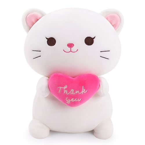 Achwishap Teacher Appereciation Gifts Cat Stuffed Animal-Thank You Cat Plush,14” Cats Plush Toys Birthday Gifts for Kids,Cute Plushies Kitten Stuffed Huggging Pillow,Gratitude Animal Pillow for Adults