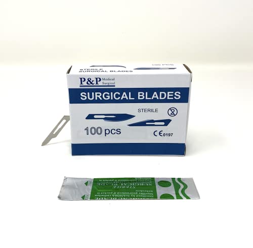 P&P Medical Surgical Disposable Surgical Scalpel Blades Sterile High Grade Carbon Steel 2.1% 10xx Individually Foil Wrapped by P&P MEDICAL SURGICAL Size 15 Box of 100