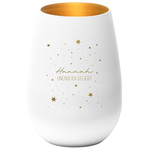 Andenken Sternenkinder Erinnerung personalisiertes Trauergeschenk Windlicht Trauerlicht Trauer Geschenk Trauerkerze Gedenkkerze (Weiß)