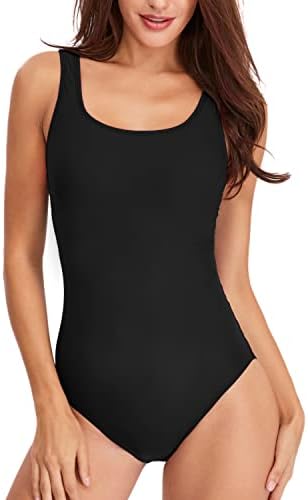 HAIVIDO Women's Athletic One Piece Swimsuits Racing Training Sports Bathing Suit Color Block Swimwear Black S