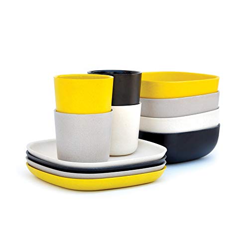 Ekobo 34291 Biobu Nr. 1 - Juego de Desayuno, Color Negro, Gris, Blanco y Amarillo