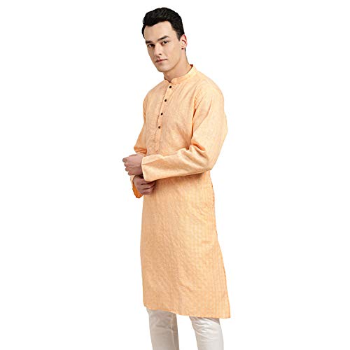 Image of SOJANYA Pastel Green Cotton Blend Kurta with Contrast Button Detailing