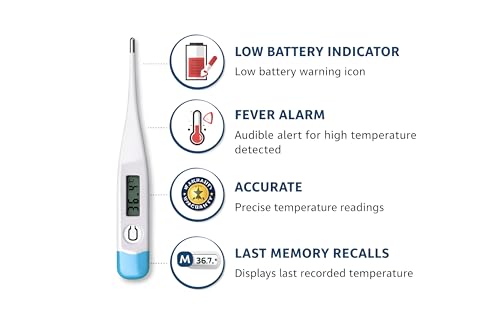 Image of Digital Thermometer With Quick Measurement For Fever Temperature Machine Clinical Thermometer Body Temperature Thermometer For Kids & Adults thermometer For Oral, Underarm & Rectal