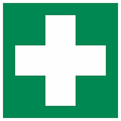 Aufkleber Rettungszeichen"Erste Hilfe" Symbol Schild 5-40cm Folie selbstklebend nach ISO 7010 made by MBS-SIGNS in Germany, Größe: 5x5cm Cover