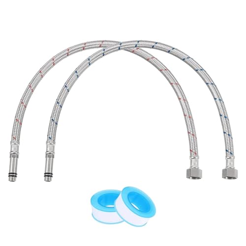 2 Pezzi 80 cm Tubo Flessibile Del Rubinetto, G3/8 x M10 Flessibili per Miscelatori, Inossidabile Tubo Doccia Flessibile, Shower Hose, Adatto per Cucina, Bagno (Rosso, Blu)