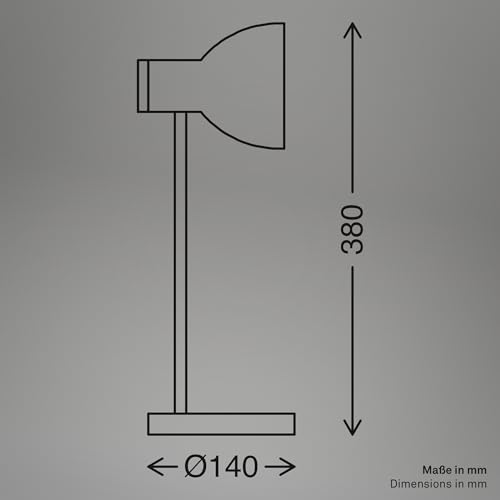BRILONER - Nachttischlampe mit Kabelschalter, schwenkbar, E14, max. 10W, Tischlampe, Lampe, Schreibtischlampe, Tischleuchte, Bürolampe, Leselampe Bett, Leselicht, 14x38 cm, Weiß-Holz