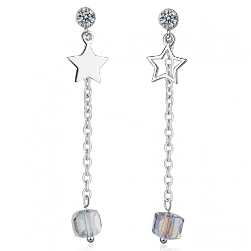 Tassel Long Sugar Cube Stars Pendientes de Postes Cuadrados Temperamento de Plata Cuadrado para Mujeres Pendientes Colgantes