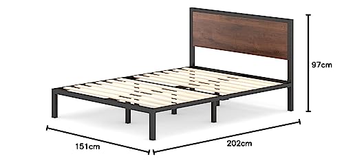 Zinus Mory King size Bed frame - Bed 150x200 cm - 30 cm Height with Underbed storage - Metal and Wood Platform Bed frame with Wood slat support - Brown and Black 8 Zinus Mory King size Bed frame - Bed 150x200 cm - 30 cm Height with Underbed storage - Metal and Wood Platform Bed frame with Wood slat support - Brown and Black - Image 8