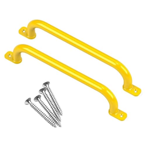 Image of 48cm Long Metal Playground Safety Handle Monkey Bars for Kids Backyard (Pack of 2), Jungle Gym for Indoor Outdoor Playground Playset Handle Accessories for Playhouse, Yellow