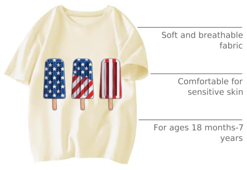 Image of Boys 4th of July Shirts-Toddler Girls Patriotic American Flag Tees Kids Memorial Day USA T-Shirts 2-7T