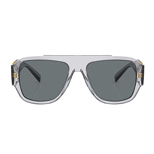 Versace VE 4436U 530580 Transparent Grey Plastic Pillow Sunglasses Blue Lens2