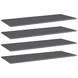 kithwjll Bücherregal-Bretter Hochglanz-Grau 4 Stück 100x40x1,5 cm Holzwerkstoff Regalboden für Wandregal, Standregal, Küchenregal, Büro, Lagerregal, Stauraum und Ablage