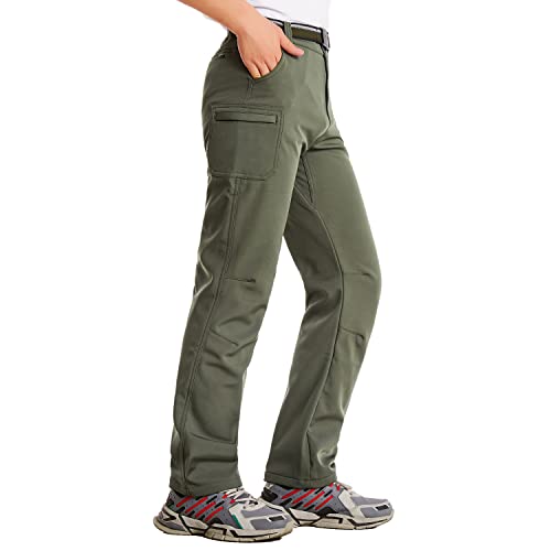 Jomlun Kids Boy'S Youth Fleece Lined Hiking Pants Outdoor Soft Shell Snow Ski Waterproof Windproof Warm Cargo Insulated Pants Winter thumb #8