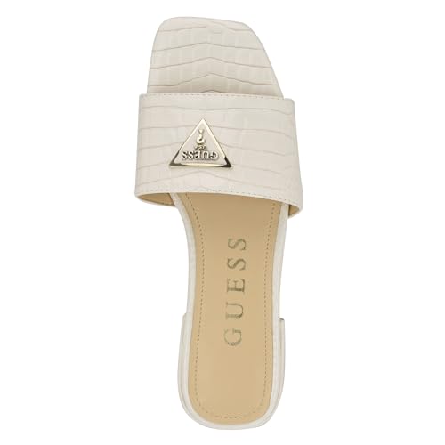 Guess Women's TAMSEA Flat Sandal, White Croco 140, 8.54
