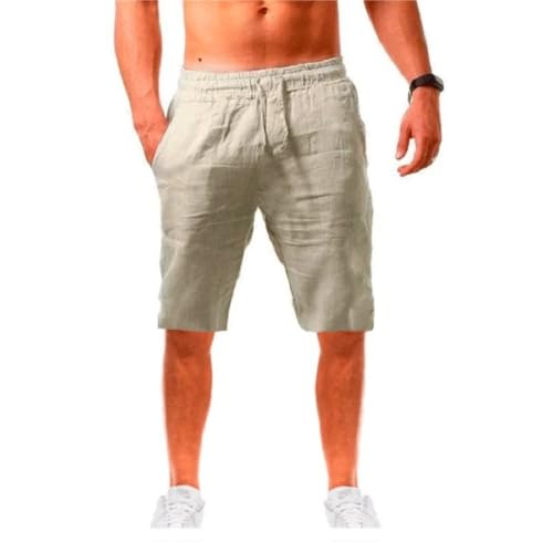 Short en lin homme de qualité supérieure en coton couleur unie