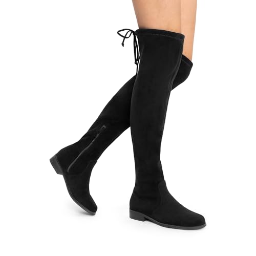 Dream Pairs Women'S Thigh High Boots Low Block Heel Casual Fashion Over The Knee Boots,Size 8.5,Black-Suede,Sdob2402W thumb #4