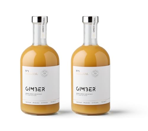 GIMBER Ginger Concentrate 2 x 700 ml | 1.4 L | Organic non-alcoholic drink with ginger, lemon and herbs | Premium Ginger Extract