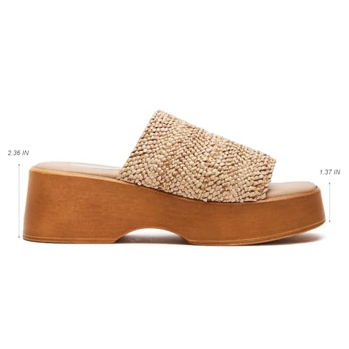 VICKI·VICKI Platform Sandals Women Raffia Slip On Wedge Sandals Summer Open Toe Espadrille for Women Comfort Straw Beach Casual Shoes4