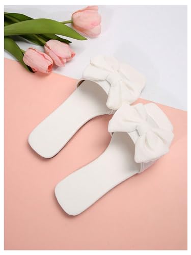 Image of GORGLITTER Women's Gold Sandals Dressy Cute Summer 2026 Bow Square Toe Trendy Beach Boho Wedding Vacation Slides Shoes
